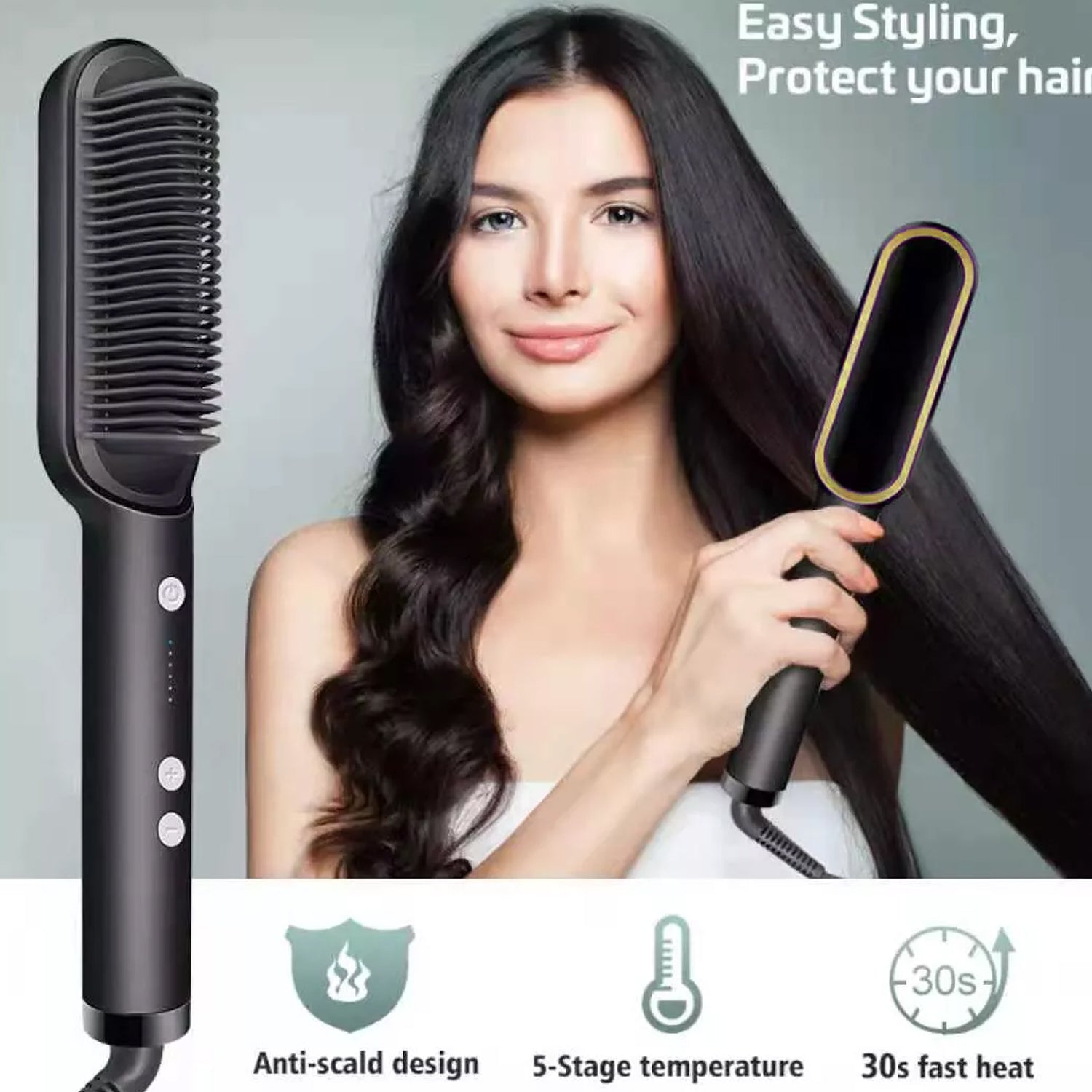 6168 Hqt-909B Hair Straightener Used While Massaging Hair Scalps And Head. ediscountshops.com